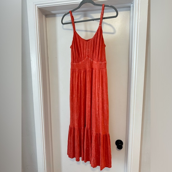 Torrid Tiered Midi Skater Dress - Super Soft Orange Wash - Picture 4 of 11